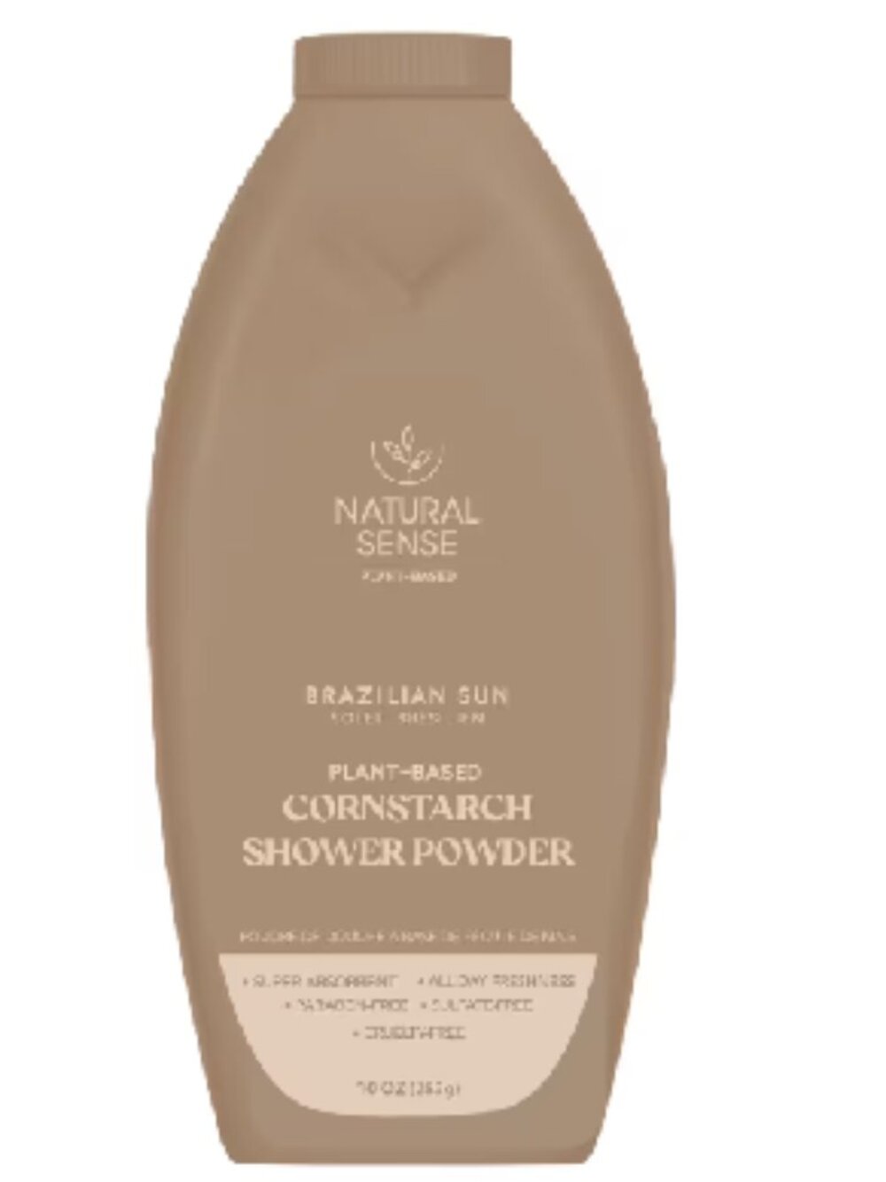 Natural Sense Brazilian Sun Plant-Based Cornstarch Shower Powder – 10 oz